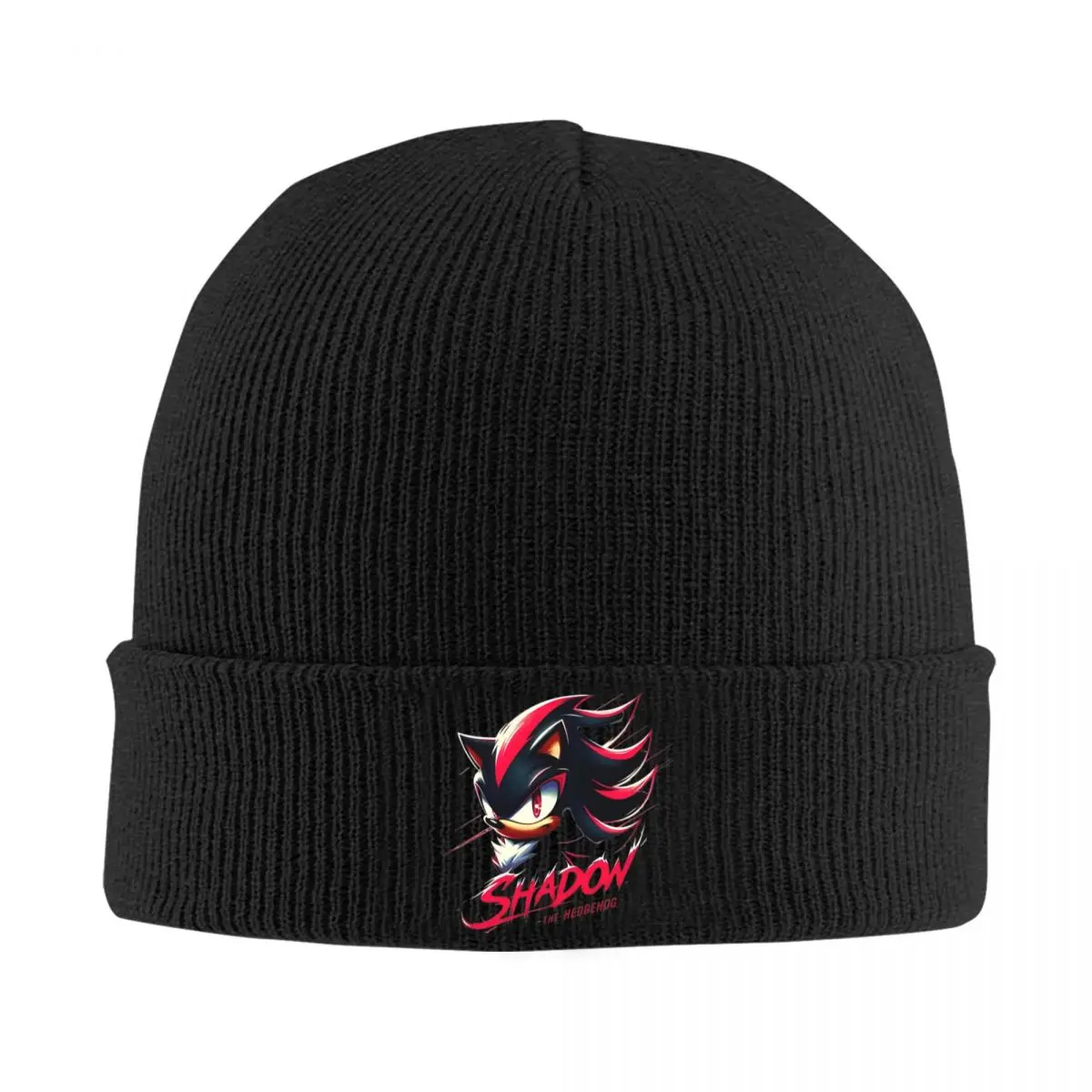 Shadow The Hedgehog Logo Beanie Hats Hip Hop Caps Men Women Kpop Knit Hat Spring Pattern Warm Soft Beanie Hat