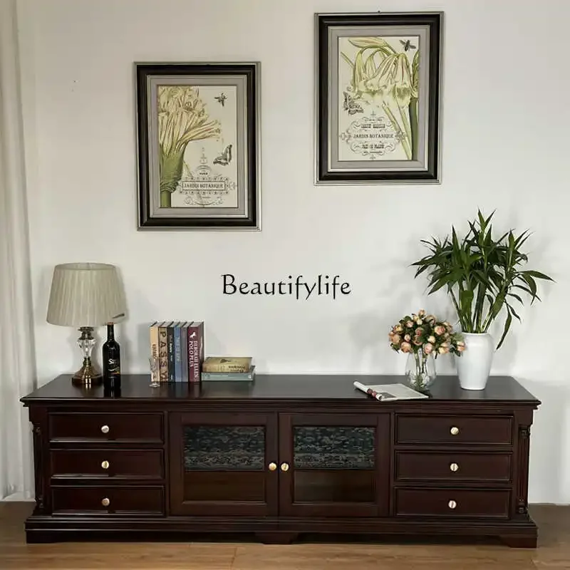 

yj9 American solid wood TV cabinet pure solid wood retro furniture American country style