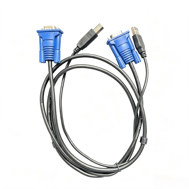 New 4.6Ft(1.5M) USB KVM VGA Cable - 15-Pin Switch Cable, USB 2.0 Type A To B 4Pin | Adapter for PC, Computer, Printer & Monitor