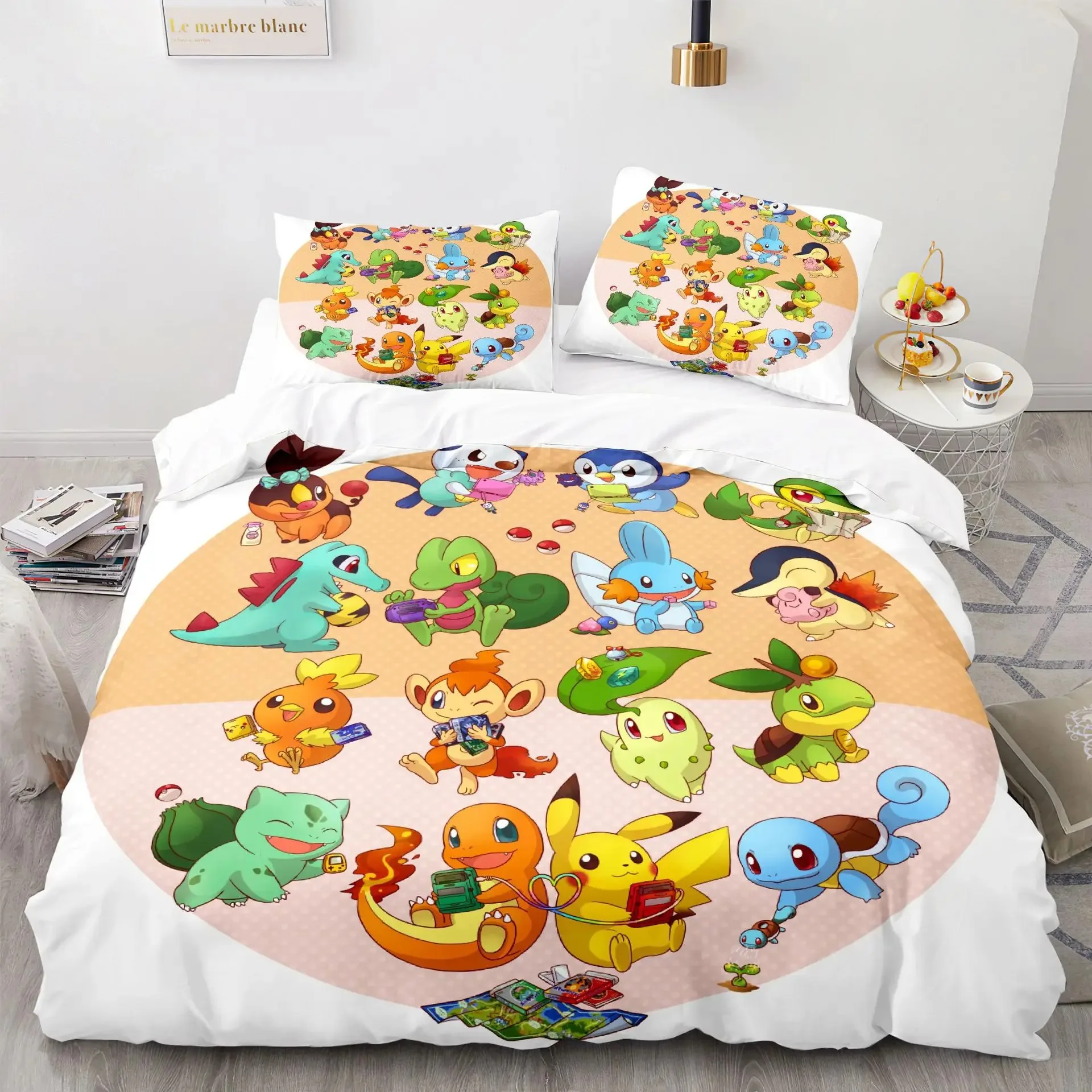 

3D Print Pokemon Pikachu Bedding Set Soft Comforter Cover With 1/2pcs Pillow Shams For Kids Adults Microfiber Quilt Cover