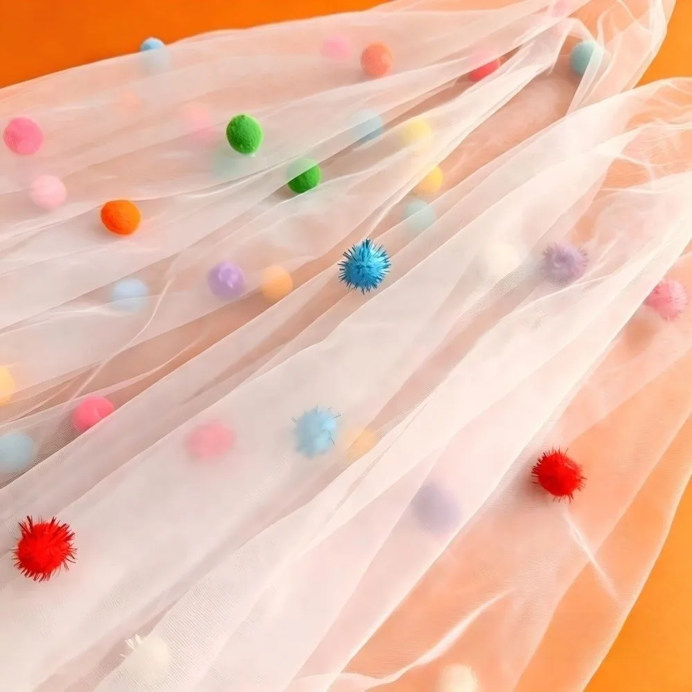 Decorative DIY Table Flag Desktop Decoration Home Decor 3D Pom-Poms Tablecloth Multi-purpose Tulle Table Runner Party