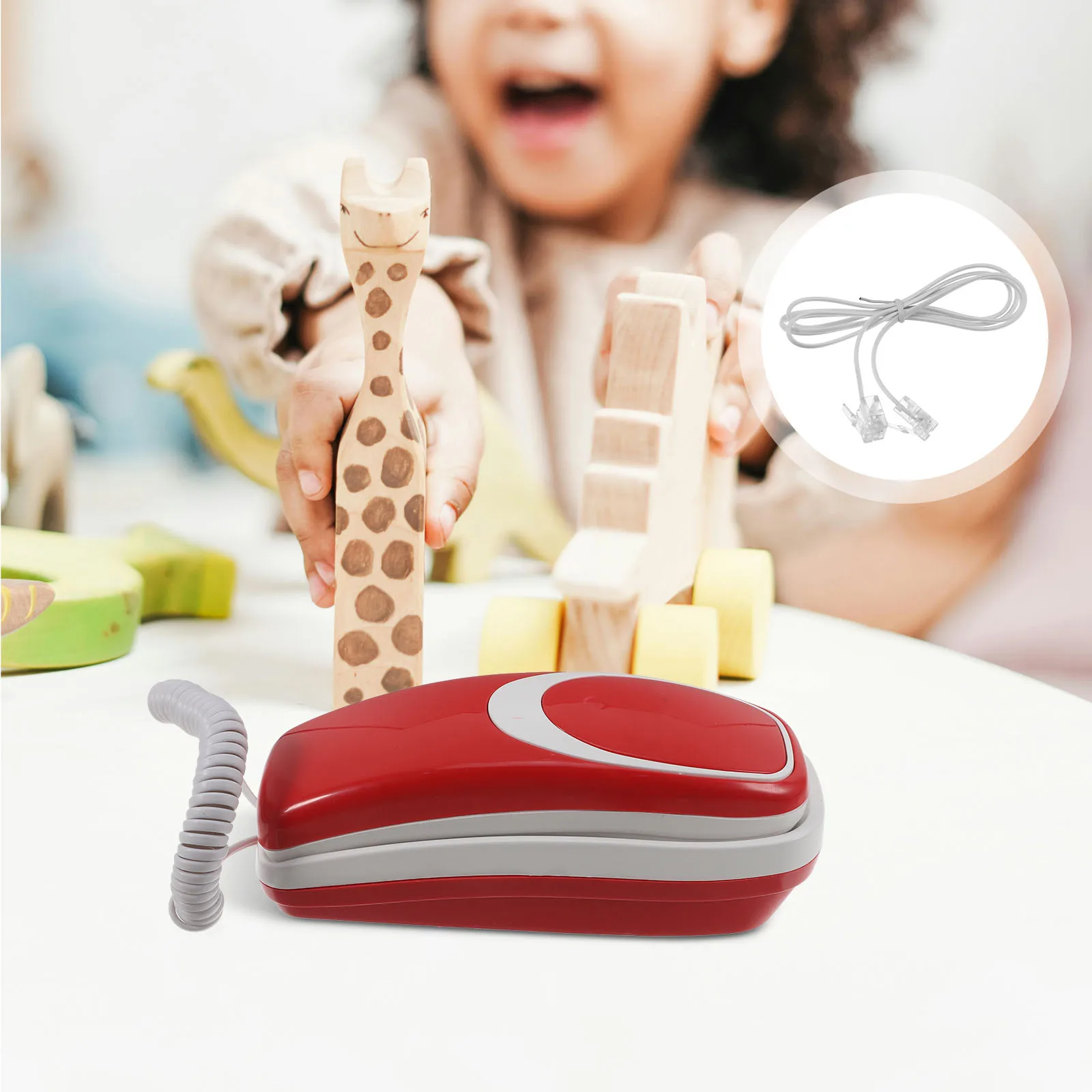 

Child Toy Telephone Small Landline Extension Corded Pretend Play Toys for Kid Mini