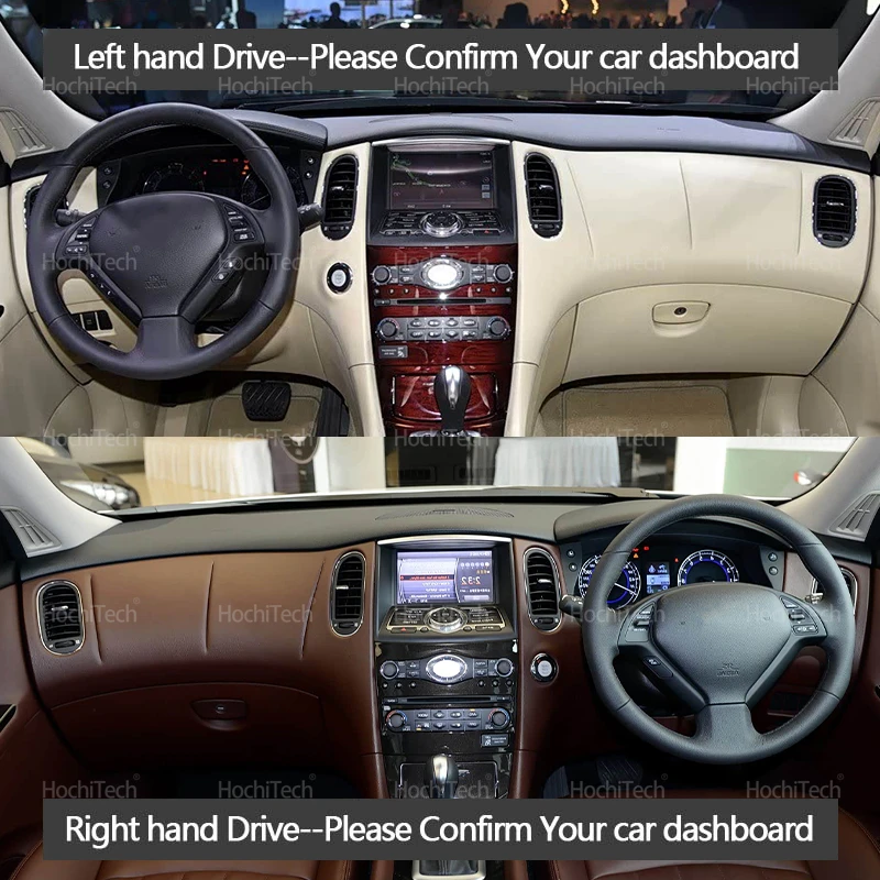 Anti-UV Suede Leather Dashmat Black Dashboard Cover Sun Shade Carpet Non-slip Pad for Infiniti QX50 1st Generation J50 2013-2017