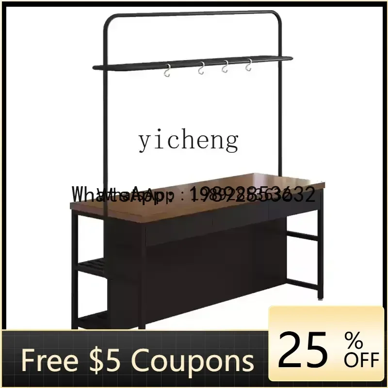 GZ   Kitchen Nakajima Platform Movable Cooking Counter Dining Side Cabinet Bar Integrated Table Wooden Locker