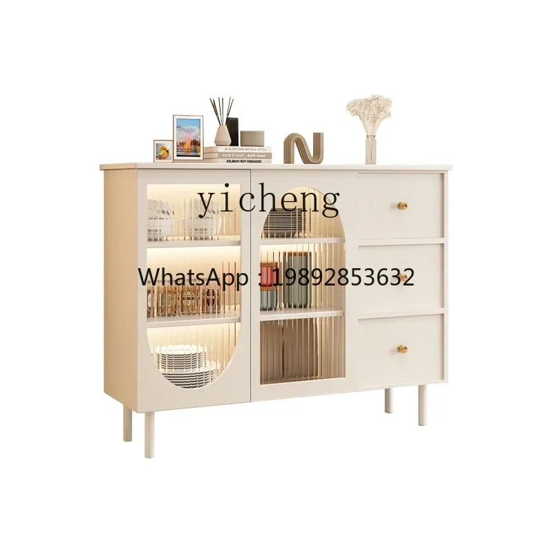 

BB French Cream Style Side Cabinet Locker Modern Simple Living Room Glass Locker