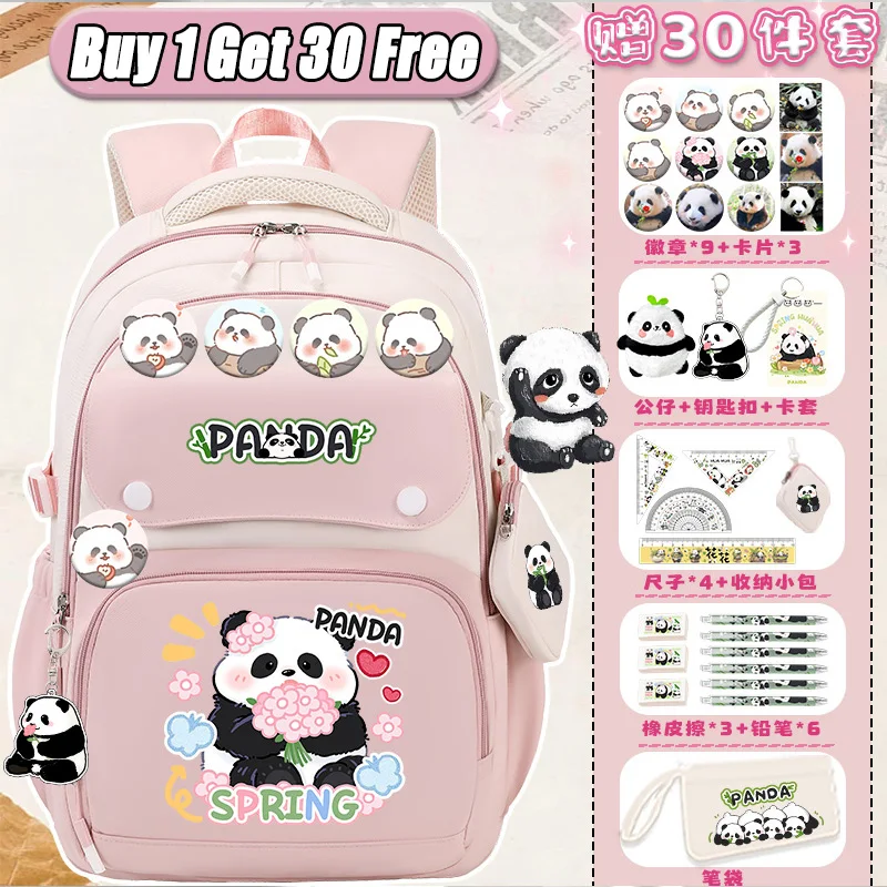 2025 New Model Chinese Panda Cartoon Cute Backpack for Girls Ages 8-12 Returning to School Backpack