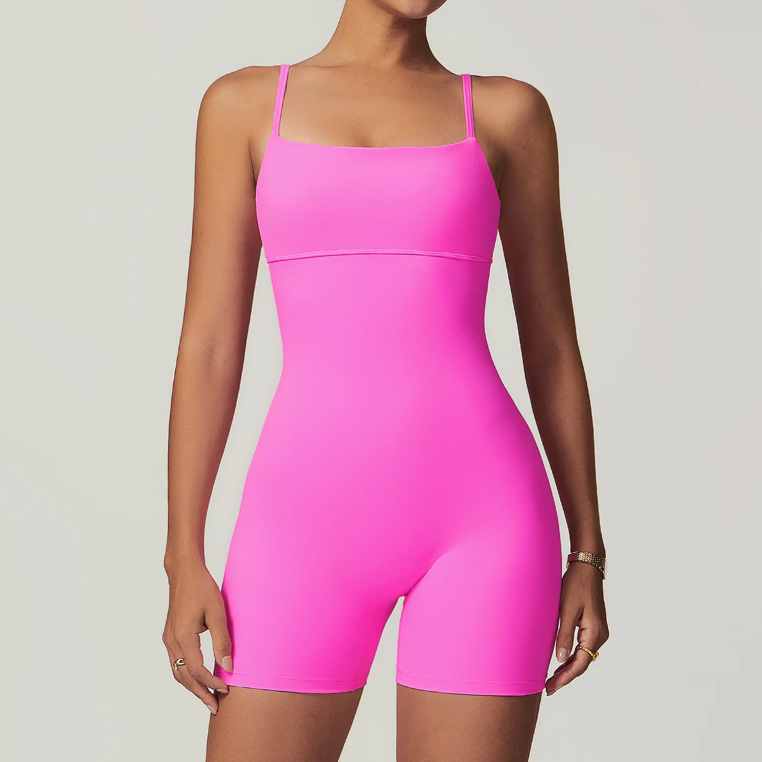 

Персиковый облегающий цельный костюм для йоги с подтяжкой бедер, женский быстросохнущий спортивный костюм телесного цвета для фитнеса на спине