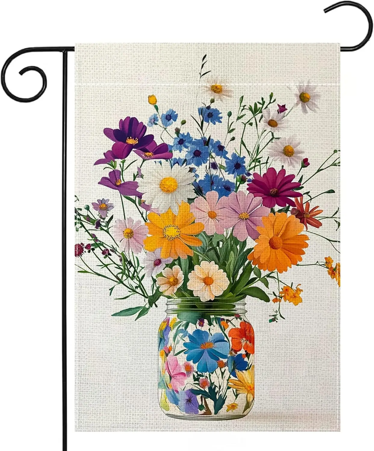 Spring Colorful Floral Mason Jar Garden Flag 12x18 Inch Double Sided Welcome Summer Daisy Flower Yard Outdoor Flag House Hol LLE
