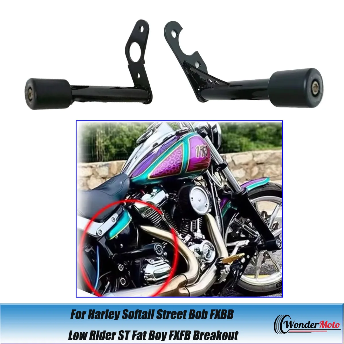 

Highway Bar Rear Crash Bar For Harley Softail Street Bob FXBB Low Rider ST Fat Boy FXFB Breakout