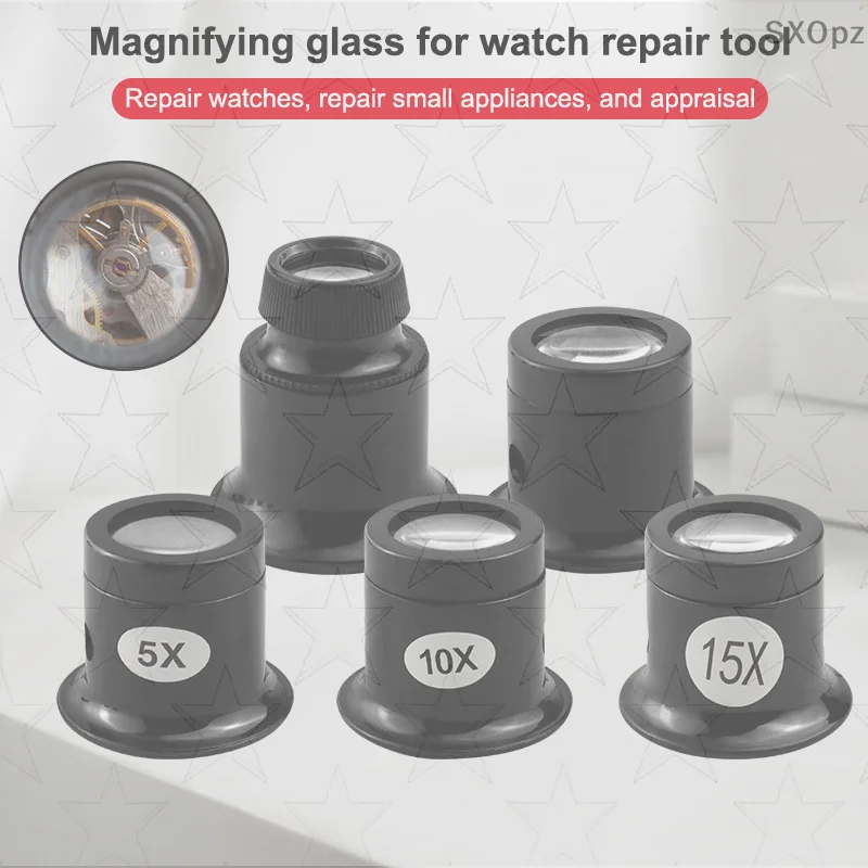5/10/15/20X Magnifier Tool for Watch Jewelry Examination, Professional Watchmaker Service Repair Tools