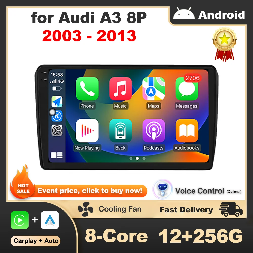 

Car Radio Multimedia Player Android OS for Audi A3 8P 2003 - 2013 GPS Navigation QLED IPS Touch Screen Wireless Carplry 9 inch