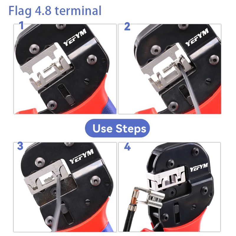 4.8/6.3 أطراف توصيل العلم أداة تجعيد السقاطة YFP-056FL كماشة تجعيد L نوع المجرف موصل 0.5-2.5mm2(20-13AWG)