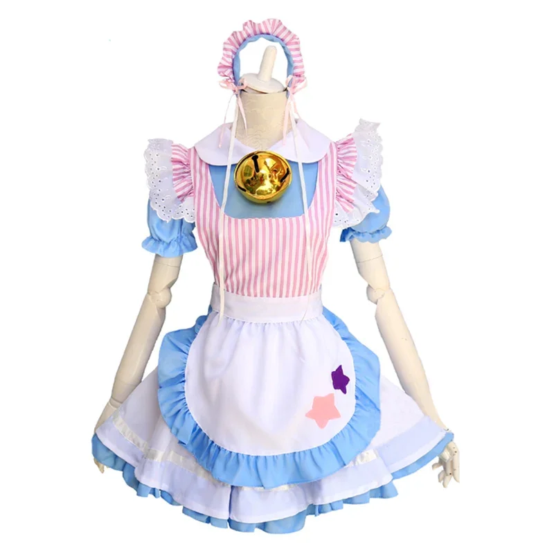 Blue Alice Lolita Bell Maid Dress Costumes Cosplay Cute Suit for Girls Woman Waitress Maid Party Stage Costumes UY6353