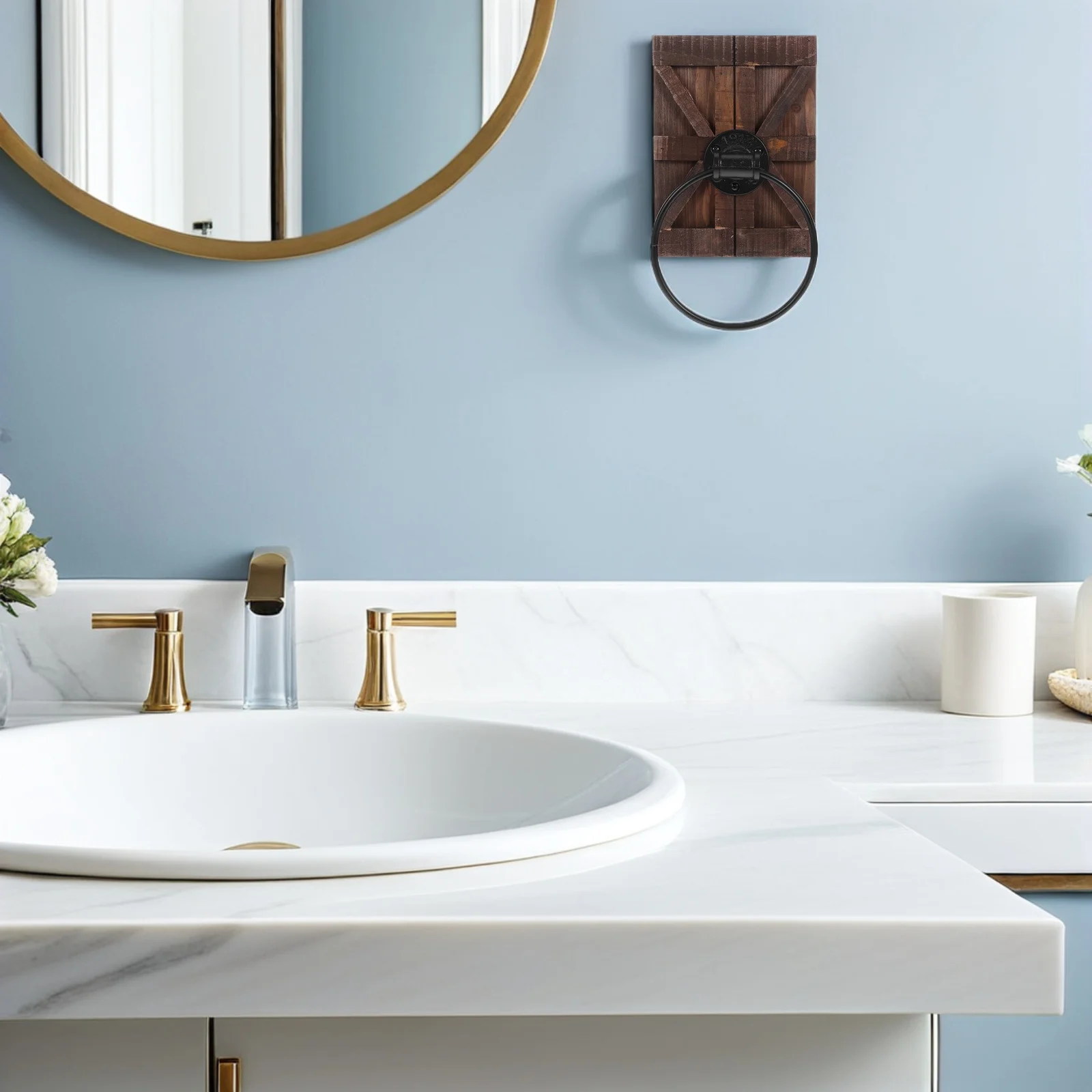 الحديد الحائط منشفة حامل خمر ريفي براون مزرعة اكسسوارات الحمام منشفة الشاي رف المسنين النهاية #4