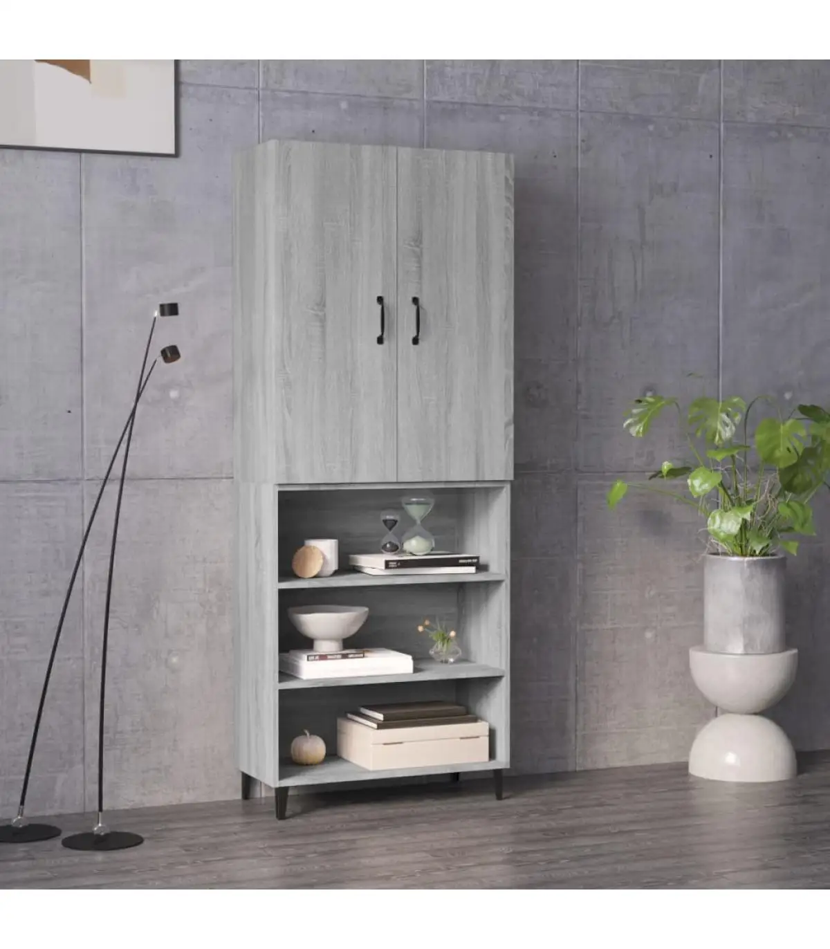 Sideboards high sideboard Sonoma gray plywood 69,5x32,5x180 cm