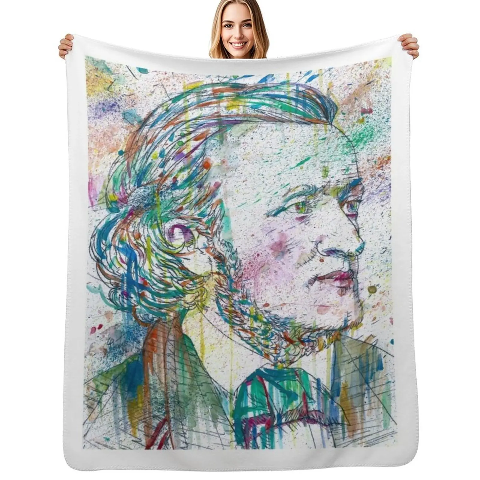 

RICHARD WAGNER - watercolor portrait .6 Throw Blanket Durable Warm Blanket for Daily Home Use