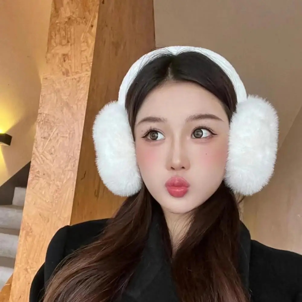 Fashion Solid Color Soft Plush Ear Warmer Winter Warm Earmuffs Foldable Earflaps Fur Earmuffs Outdoor Cold Protection Ear Warmer