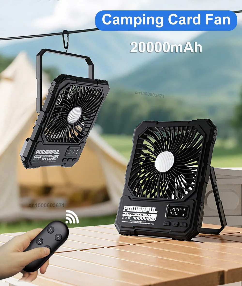 20000mAh Camping-Ventilator, tragbare Deckenventilatoren, faltbarer Tischventilator, Zelt-Luftzirkulator, wiederaufladbarer elektrischer Ventilator mit LED-Licht – Detail 1