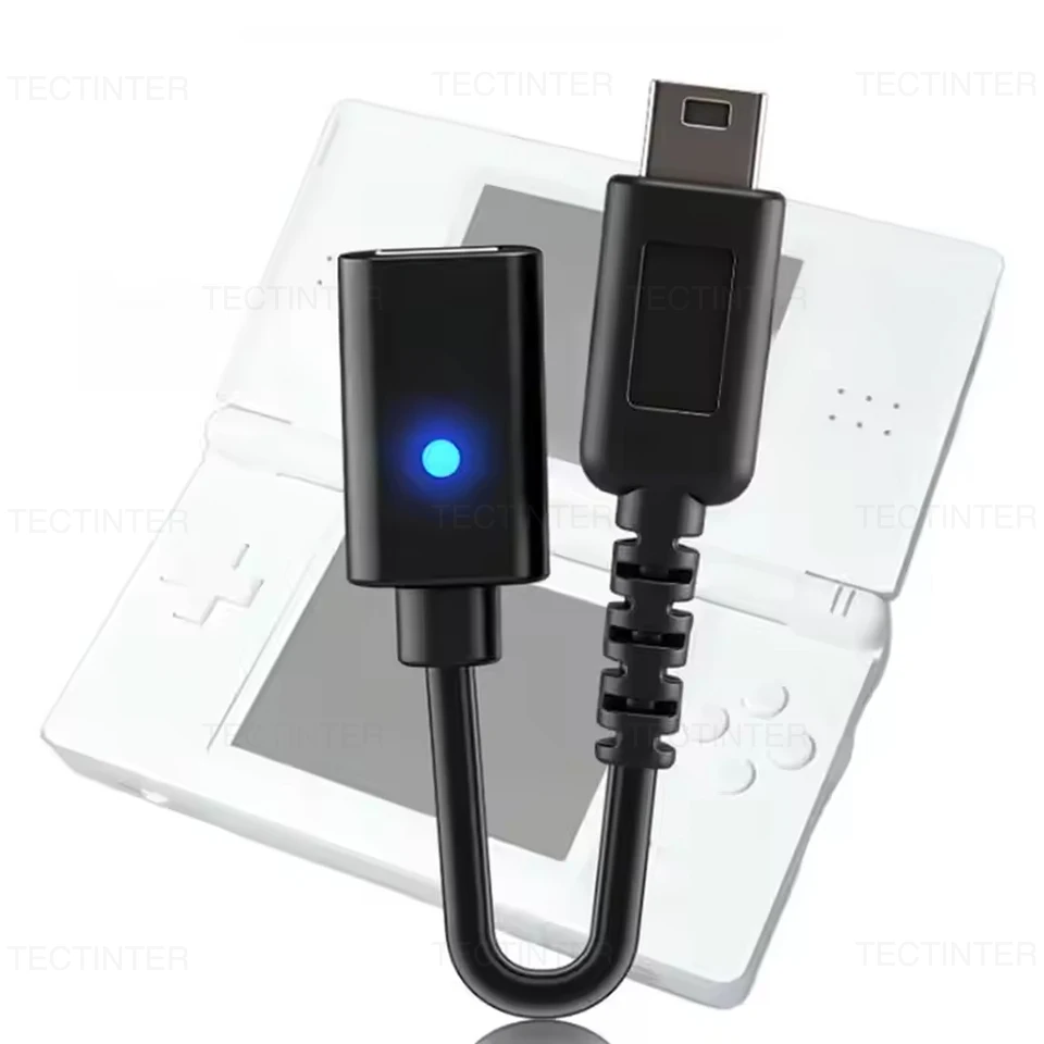 Cabo USB C para Console de Jogo Nintendo DS Lite, Adaptador de Carregamento Tipo C com LED, Cabo de Conversão de Energia para Acessórios Nintendo NDSL