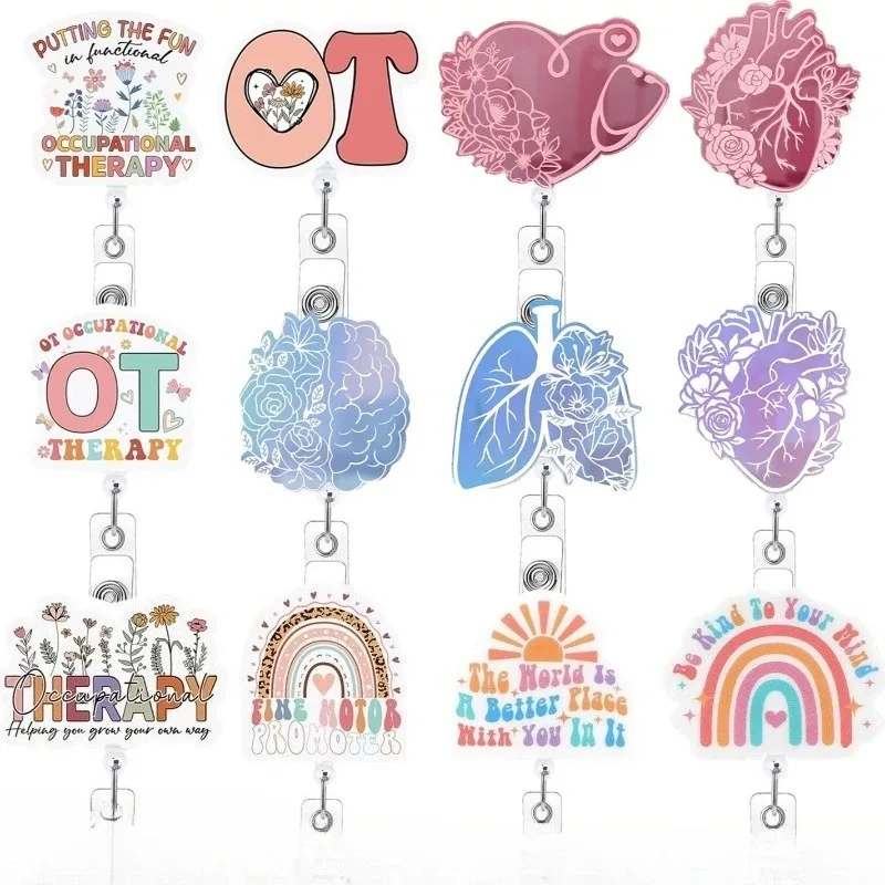 

Novel Heart Lung Organ Badge Reel Retractable ID Card Holder Clip Acrylic Keychain for Doctor Nurse Work Pass Card Badge Reels