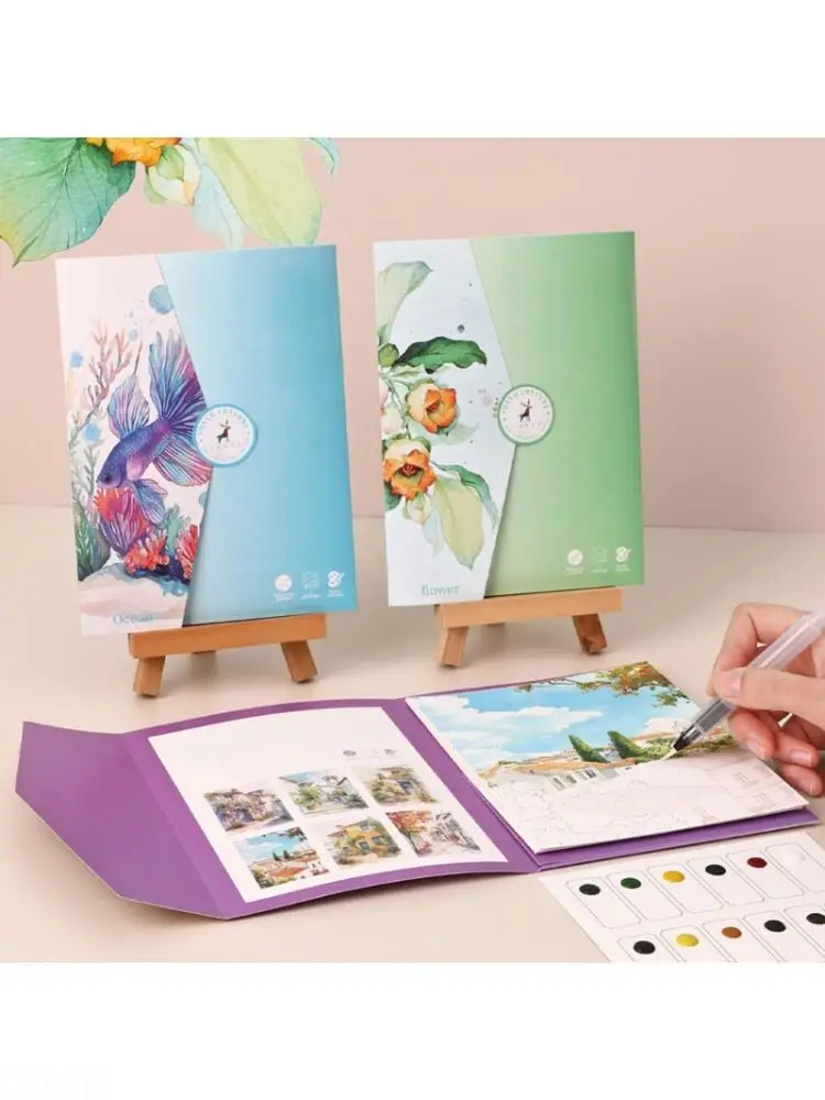 

D08B Watercolor Painting Set Coloring Book Graffiti Painting Book Watercolor Pigments Drawing Supplies