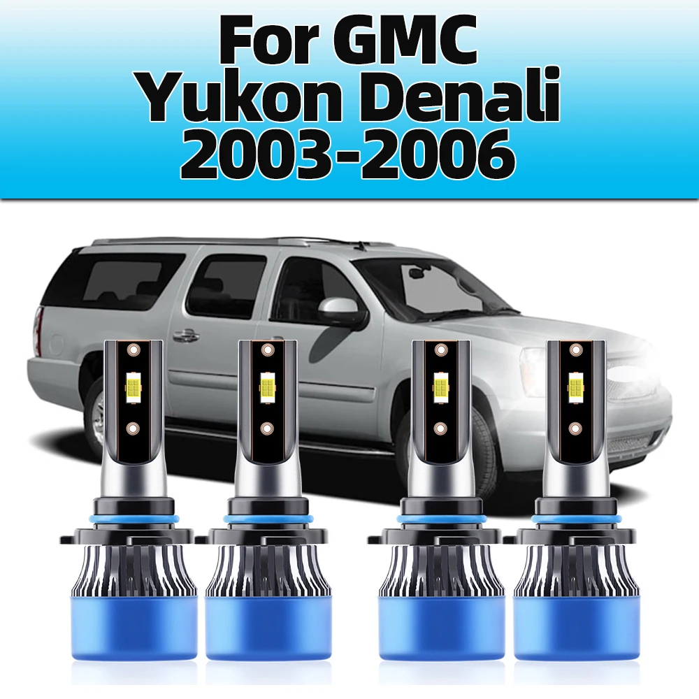 For GMC Yukon Denali 2003 2004 2005 2006 - 4PCS LED Headlights Kit High Low Bulbs 3570 CSP Chips 15000LM 110W Super Bright Lamps