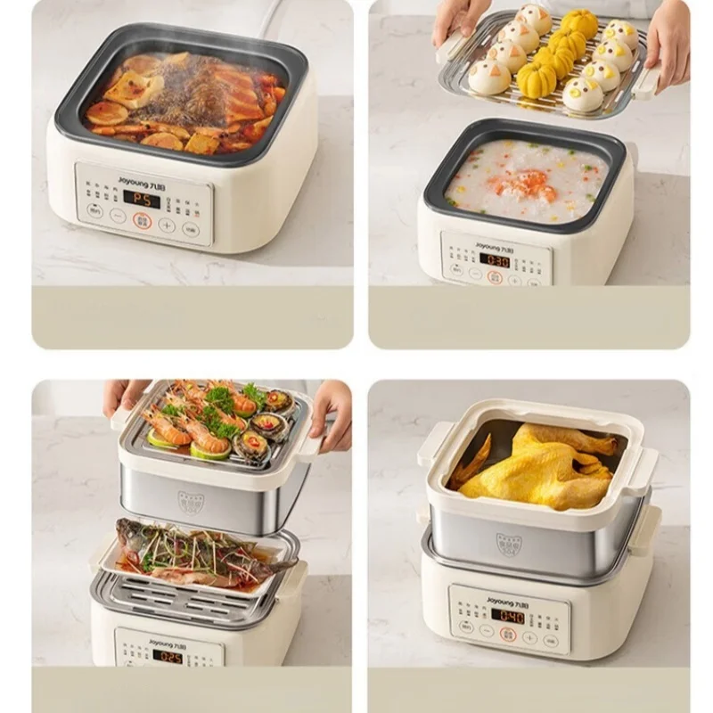 Joyoung كبير 10L وعاء باخرة كهربائي متعدد الأغراض طباخ طبقة مزدوجة تبخير الكعك إناء/ قدر 24H الدفء قدر الغذاء البخاري 220 فولت