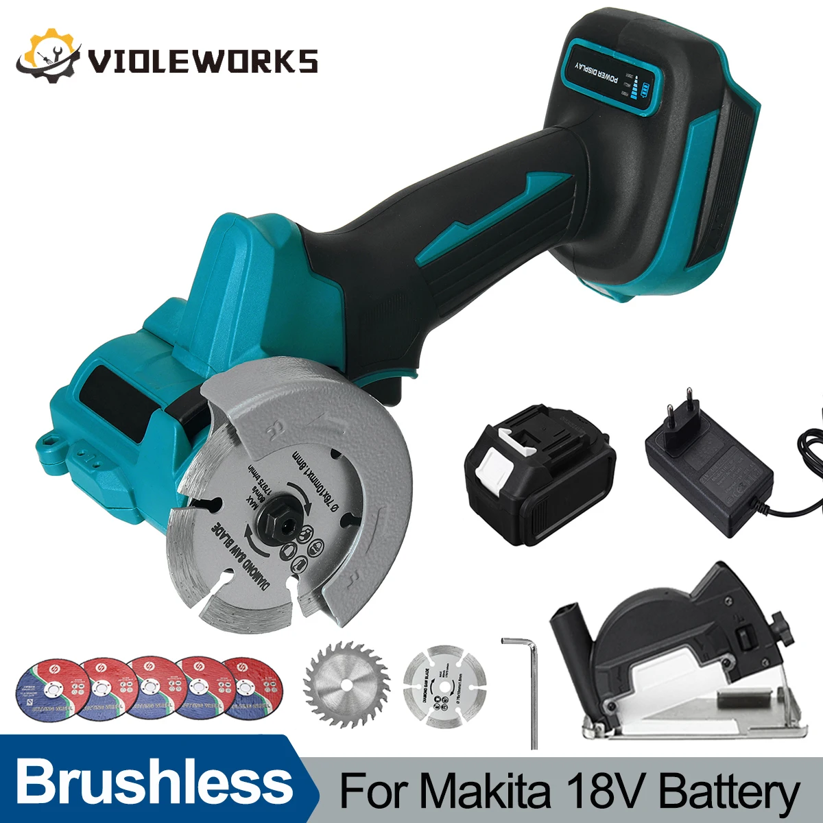 maquina de corte sem escova wood tile metal makita 18v pcs saw blades bateria 15000mah recarregavel 76 mm 01