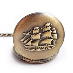 Bronze Quartz Pocket Clock for Men and Women, Paste Pendant Clock, Vintage Chain, Christmas Gift 10 Main Sales Pocket Watch - №7