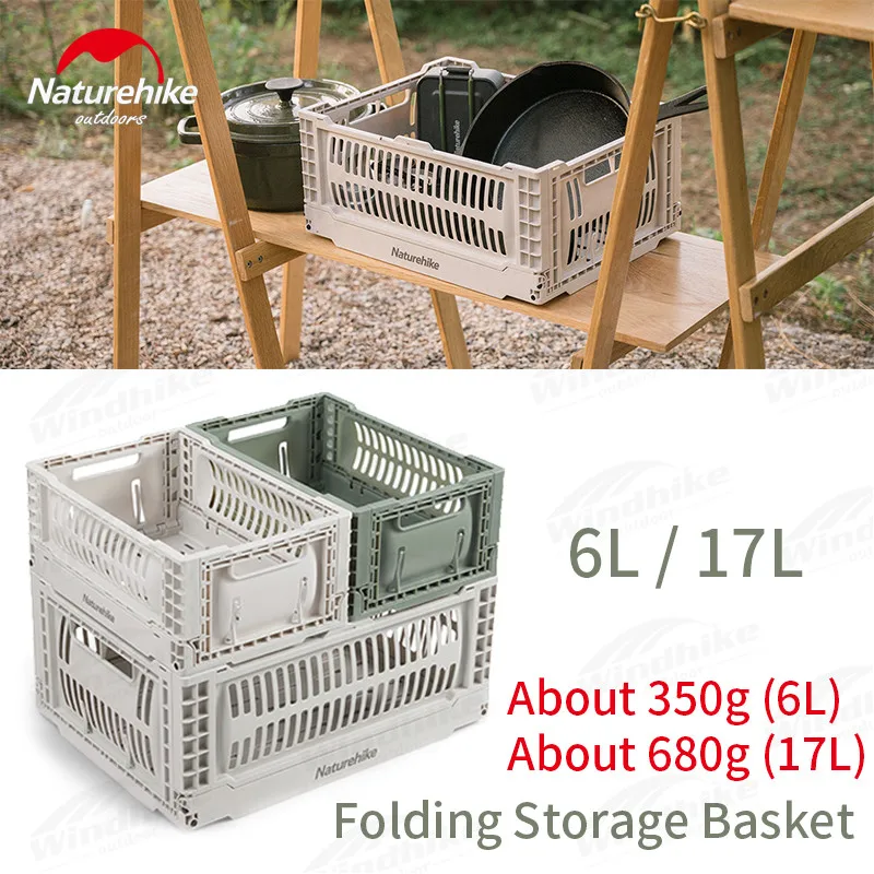 Naturehike 6L/17L Folding Storage Basket 680g Ultralight Pp Material Large Capacity Outdoor Camping Sundries Storage Tool Box