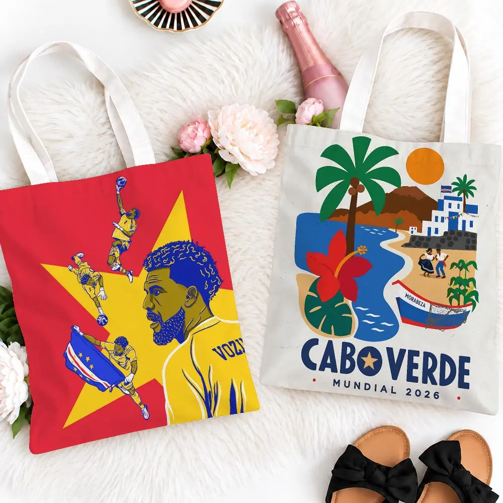 Vibrant Country Cabo Verde Storage Bags Eco Canvas Tote Odorless Reusable Double Print Shopping Bag