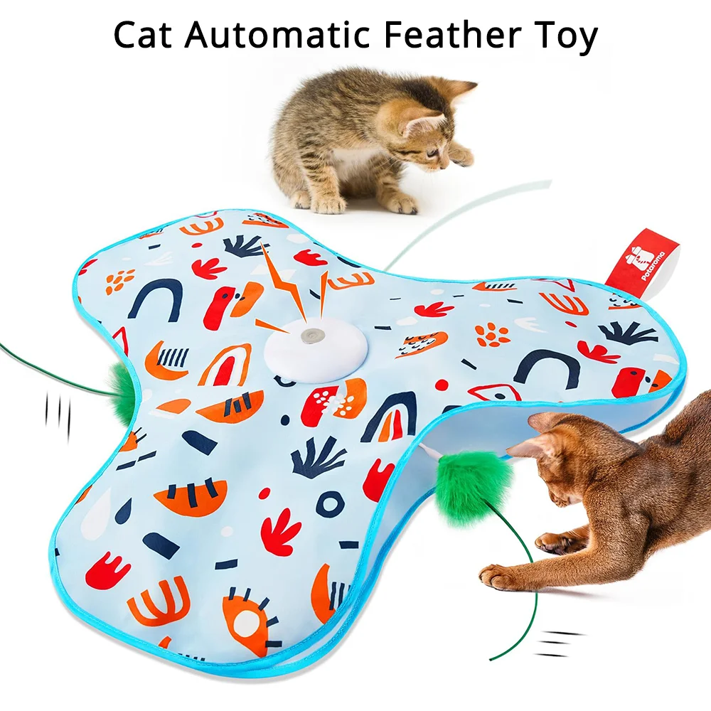 

Rechargeable Cat Automatic Feather Toy Mouse Squeak Ambush Feather Smart Standby Interactive Cat Toys Indoor Play