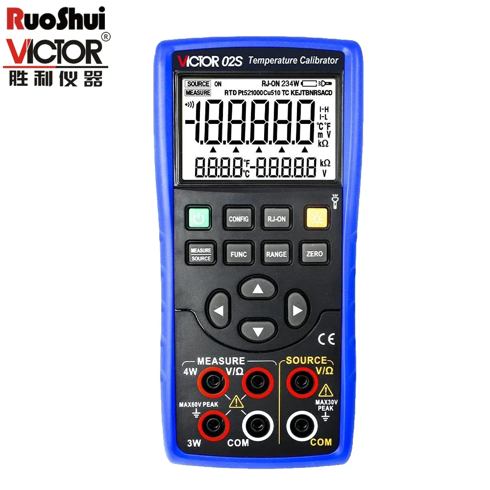 RUOSHUI 02S Temperature Calibrator Accuracy 0.05% DC Voltage Input Output Function Thermocouple Thermal Resistance Analog Meter