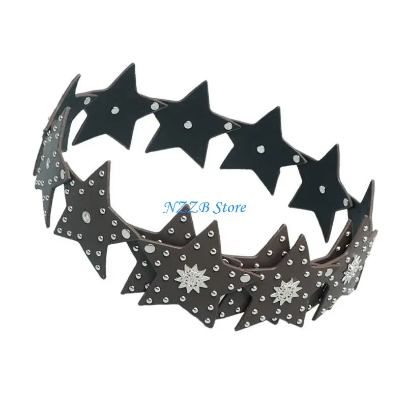 T21F Star Grommet Belt Belt Star Sughed Stail for Systlish Cowgirl Scheds فريدة من نوعها