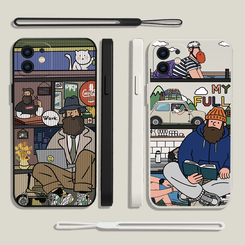 Cartoon Line Uncle Phone Case For Samsung Galaxy S24 S23 S22 S21 S20 Ultra Plus FE S10 S9 S10E Note 20 ultra 10 9 Plus Cover