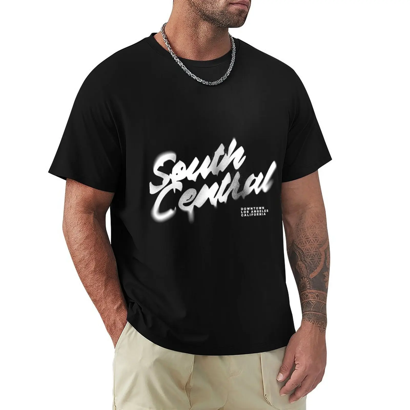 

South Central white T-Shirt vintage graphic tee quick drying t shirt men 100℅ cotton