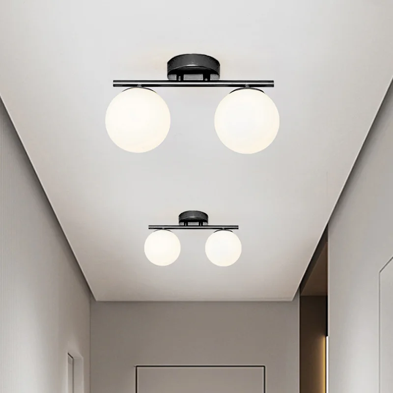 Nordic LED szklany sufit biała kulka lekka kreatywna złoty lampa do korytarza szatnia wejściowa balkon oświetlenie jadalni sypialni