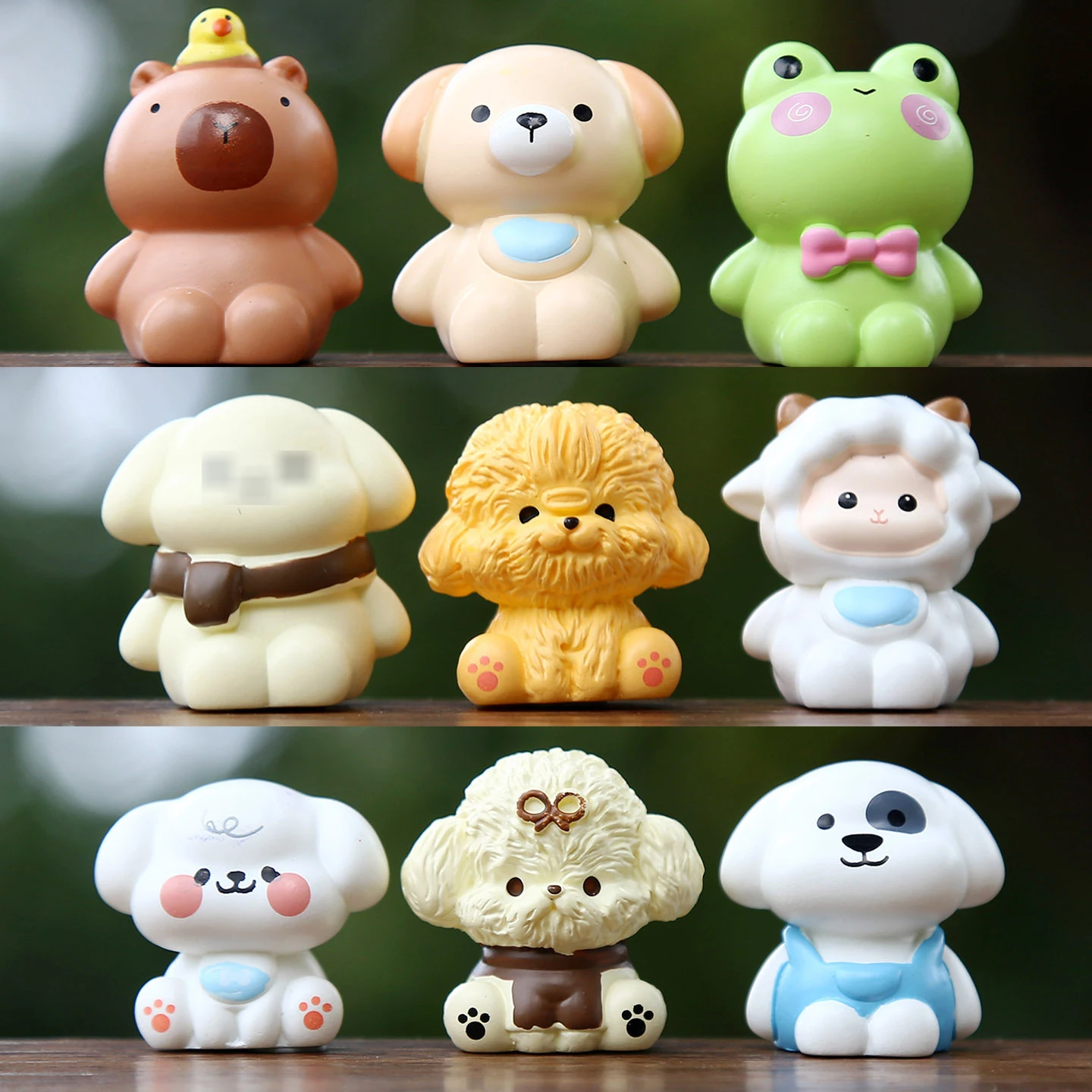 1개 신상 미니 레진 동물 인형 장난감 만화 강아지/개구리/카피바라/양 장난감 모델 힐링 데스크탑 장식품