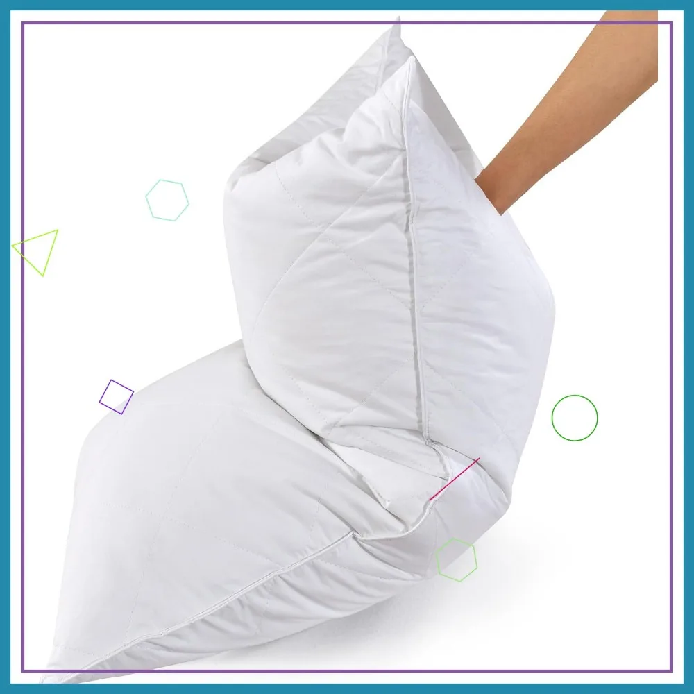 

King Size Goose Feather Pillows, 2-Pack, Soft 600 Thread Count Cotton, Medium Firm Support