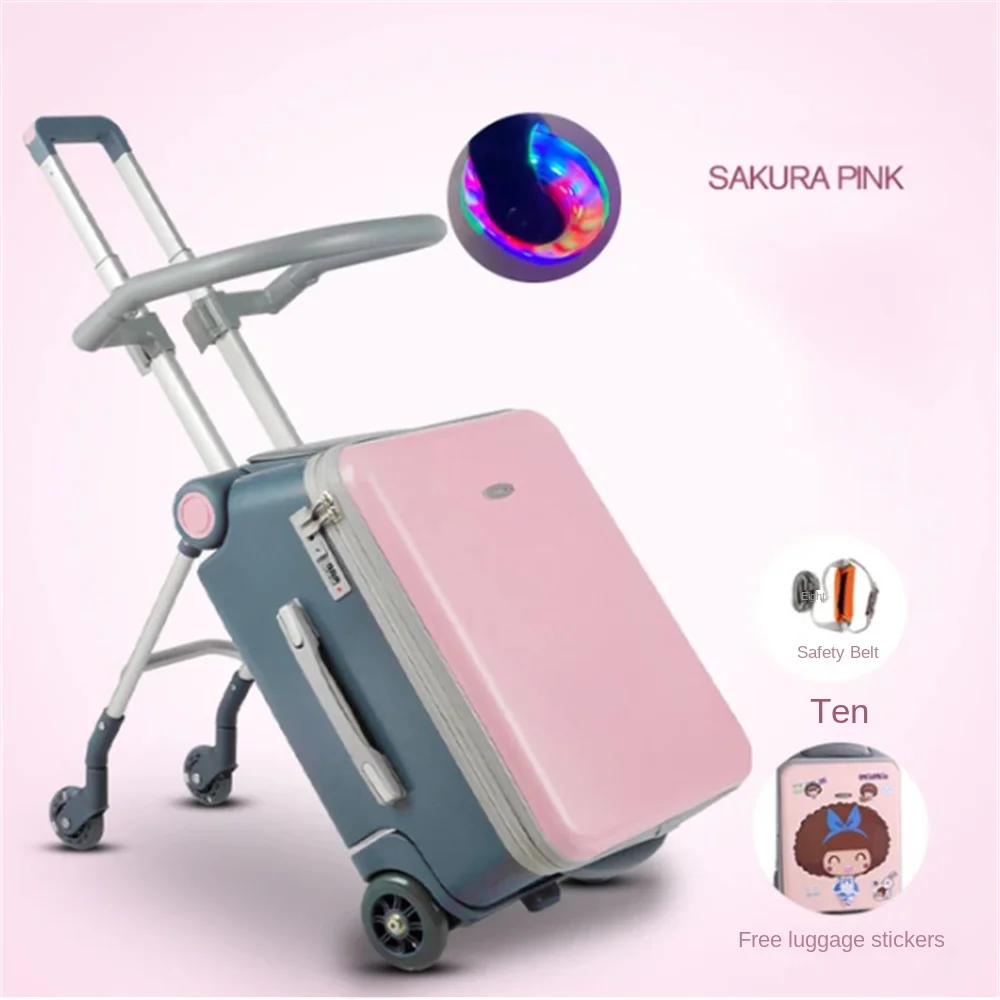 Baby can sit and ride lazy luggage, Children baby travel trolley suitcase, baby stroller artifact Children\'s boarding case