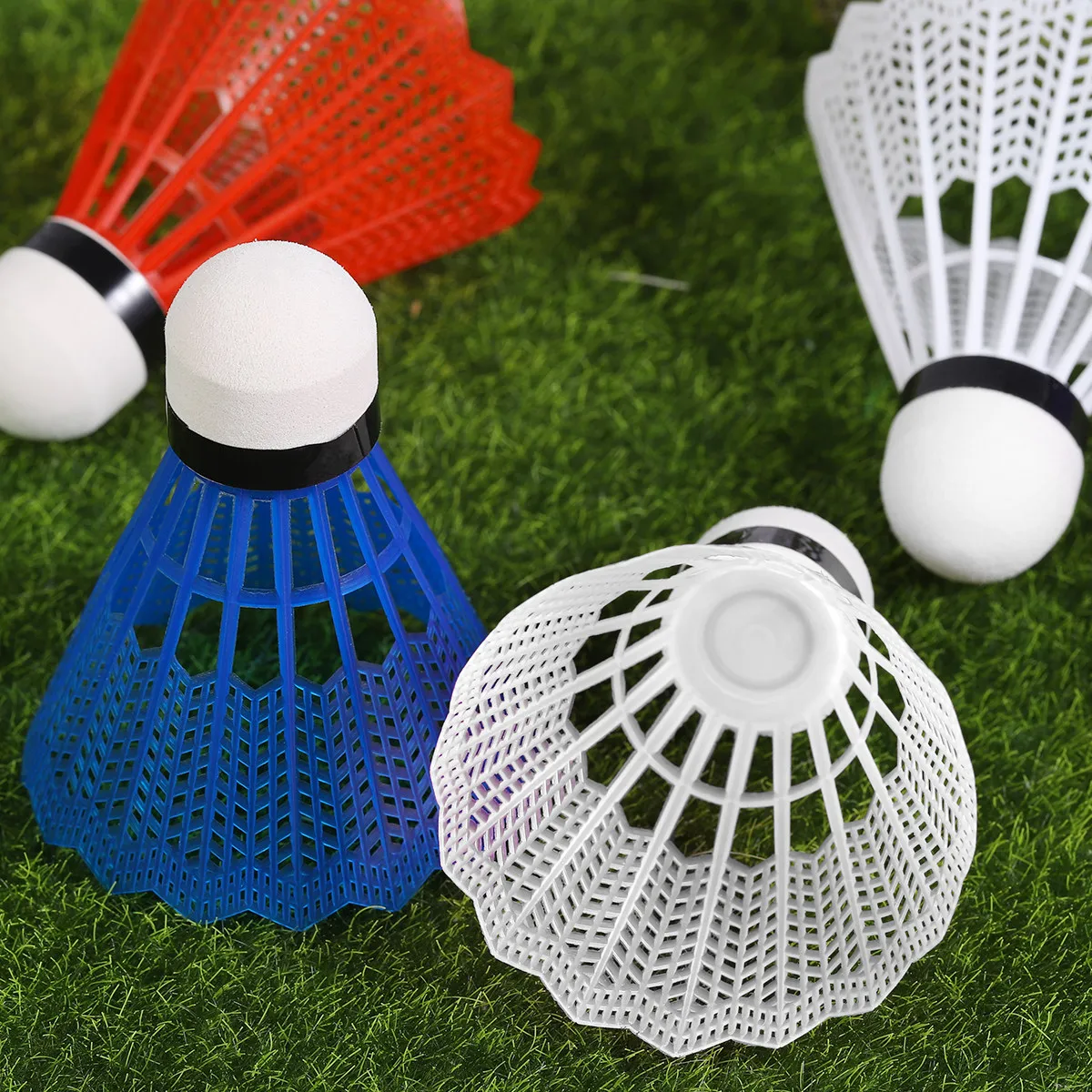 

12Pcs Rainbow Plastic Badminton Balls Fine Craftsmanship Neat Crown Stable Flight Thick Solid Frame for Indoor Outdoor Practice