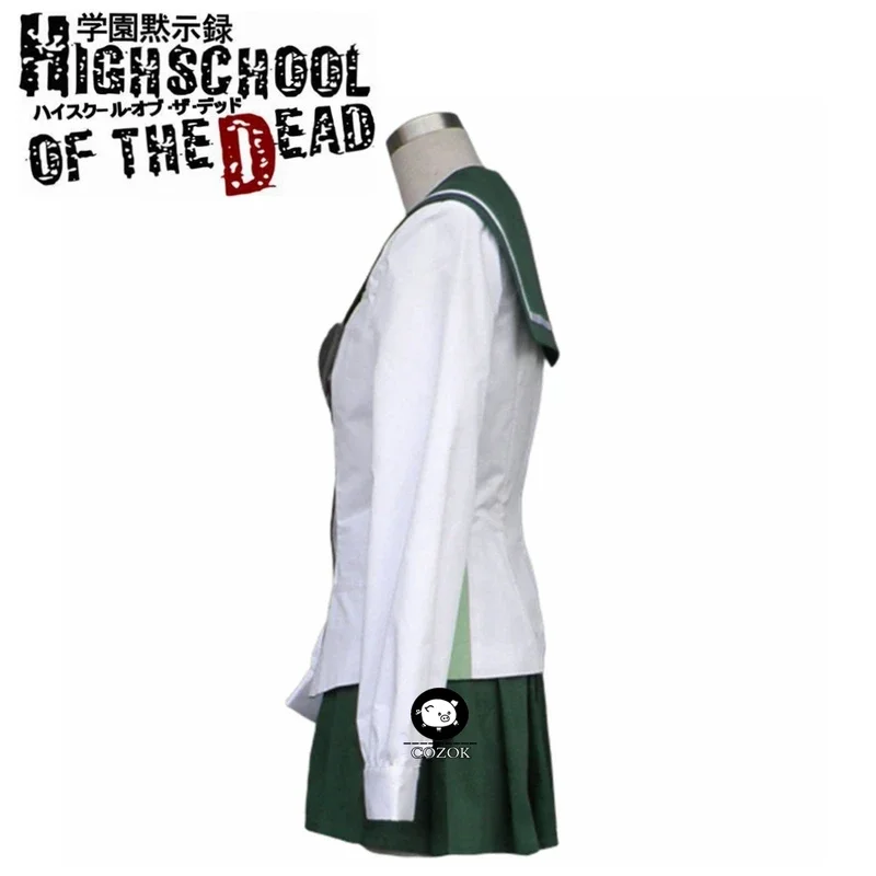 Anime HIGHSCHOOL OF THE DEAD Miyamoto Rei Women School Uniform Short Skirt Halloween Cosplay Costume Customize