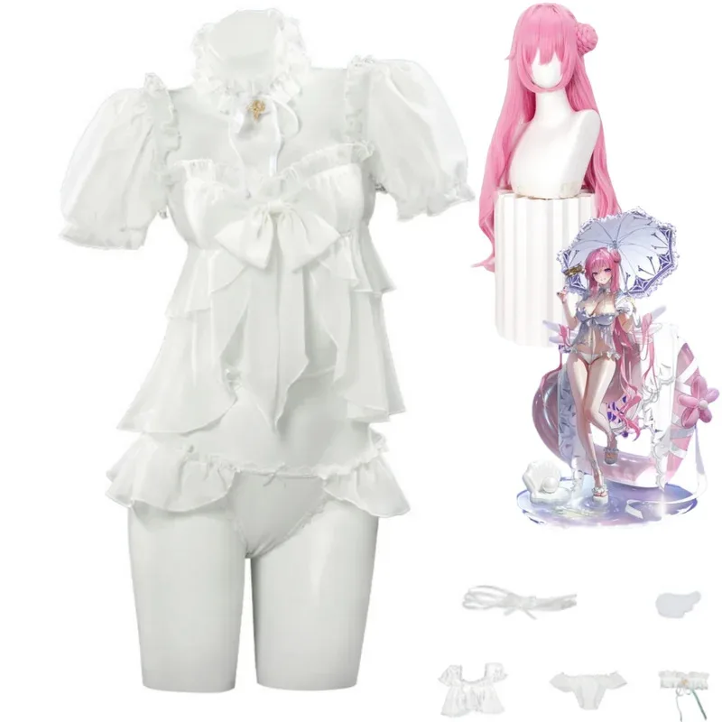 Игра NIKKE: Богиня Победы Дороти Косплей Костюм Летний Белый Купальник Шорты Парик Женский Сексуальный Карнавальный Костюм Бикини; 2'a,