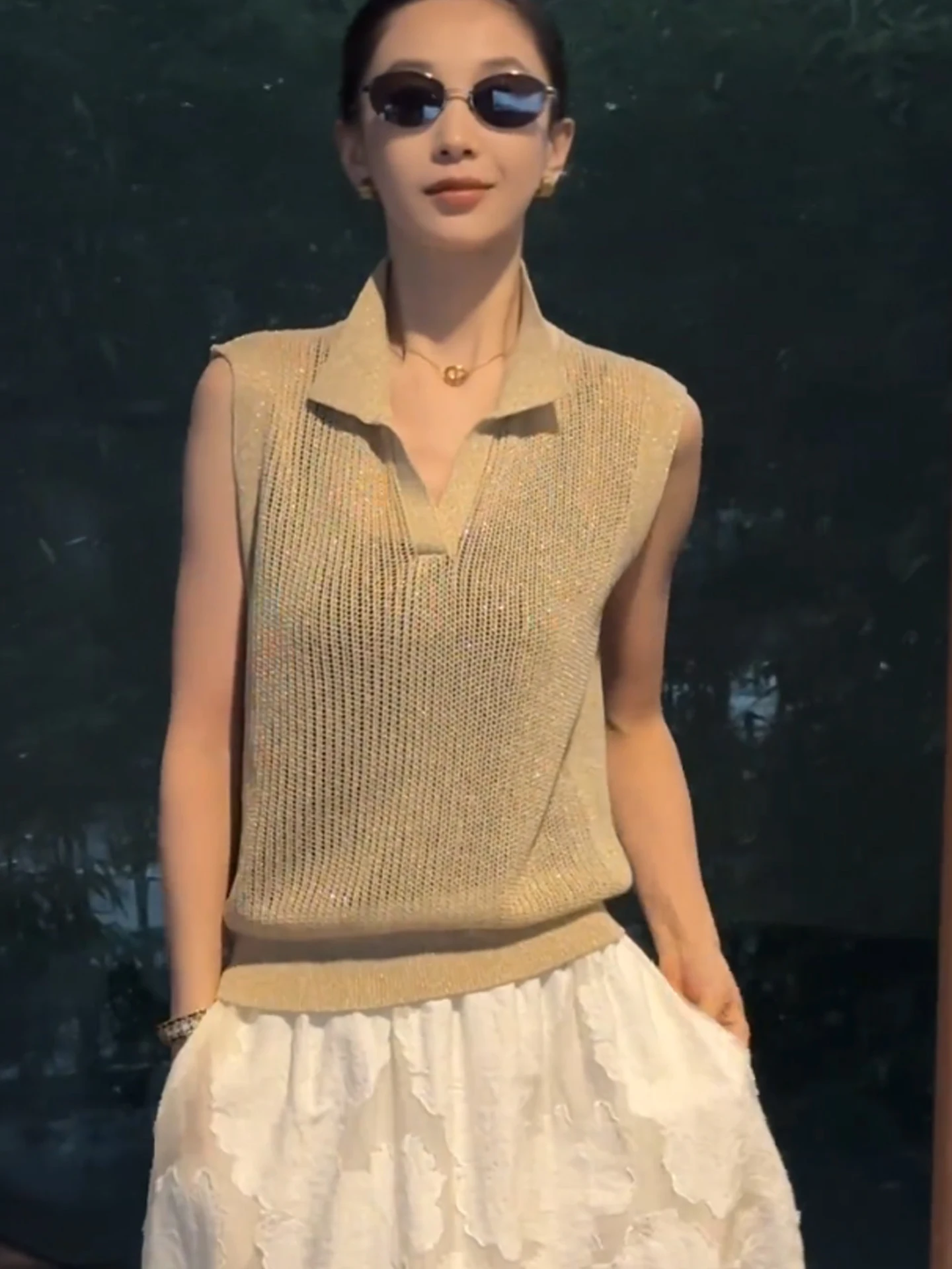 

Чистый цвет, ажурный многослойный жилет, женский вязаный топ в стиле ретро, летняя мода, простой дизайн