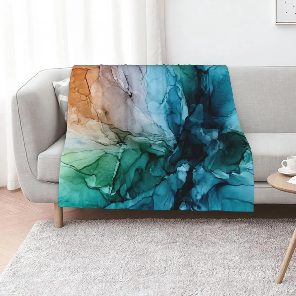 Salty Shores Colorful Abstract Painting Throw Blanket Loose Moving Decorative Sofas Beautifuls Bed blankets and throws Blankets