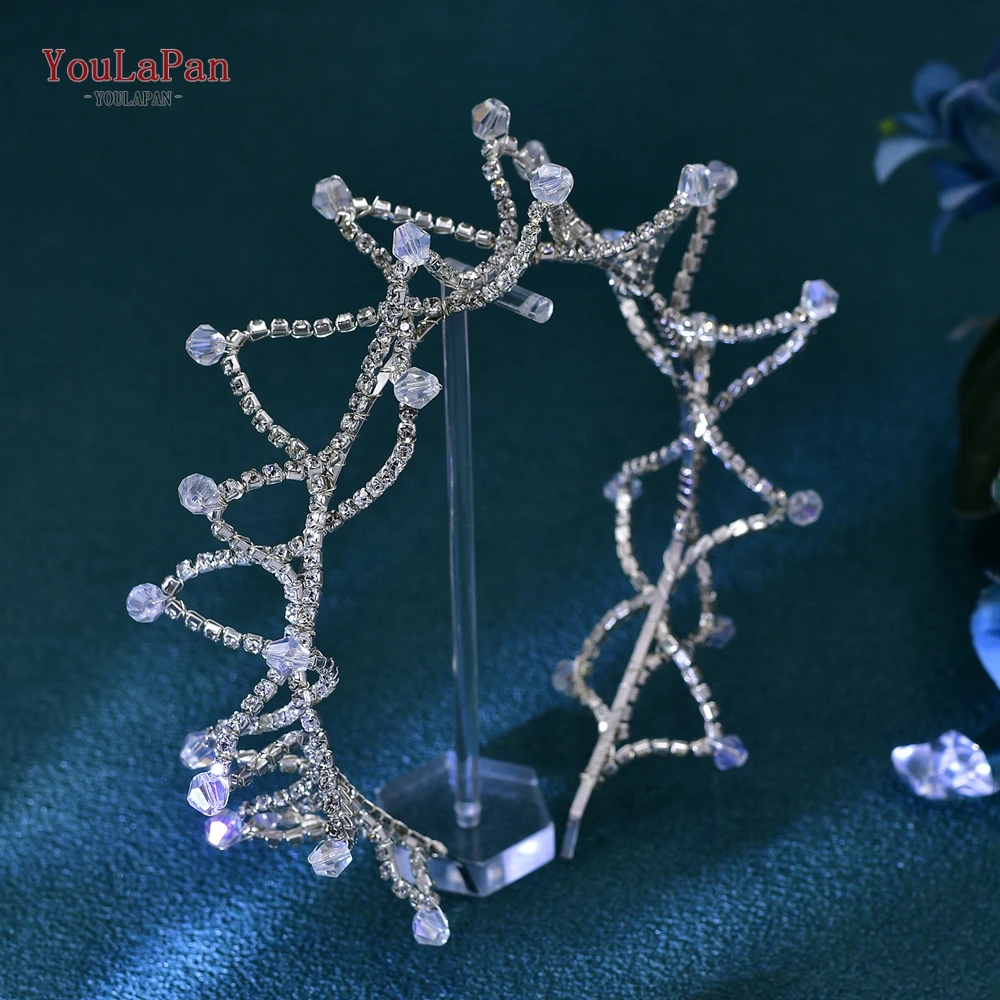 YoulaPan-Faux Pérola Nupcial Headbands, Cocar De Casamento Para A Noiva, Elegante Strass Cabelo Hoop, Enfeites De Cabelo, Para Ir, HP684