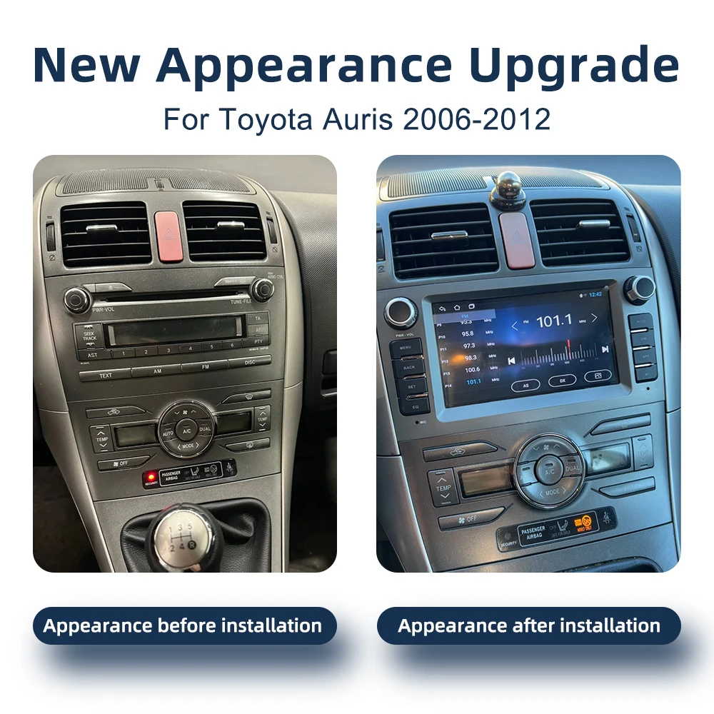 For Toyota Auris E150 2006-2012 Android 14 Car Radio Multimedia Video Player GPS Navigation 4G WiFi Bluetooth DSP CarPay Stereo
