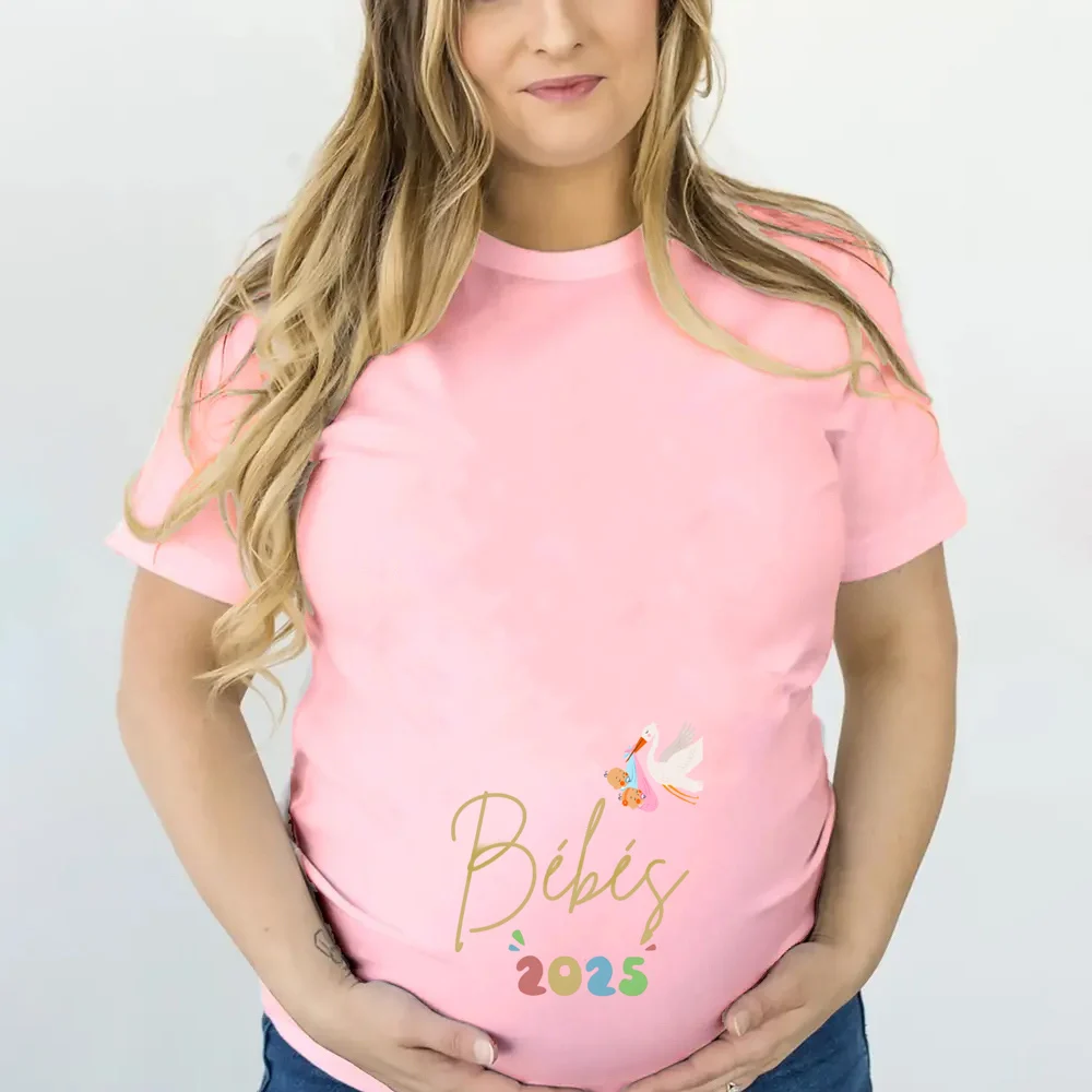 Baby 2025 Print Pregnant T-Shirt Maternity Short Sleeve T Shirts Pregnancy Announcement Tops New Mom Tshirt Clothes Tees