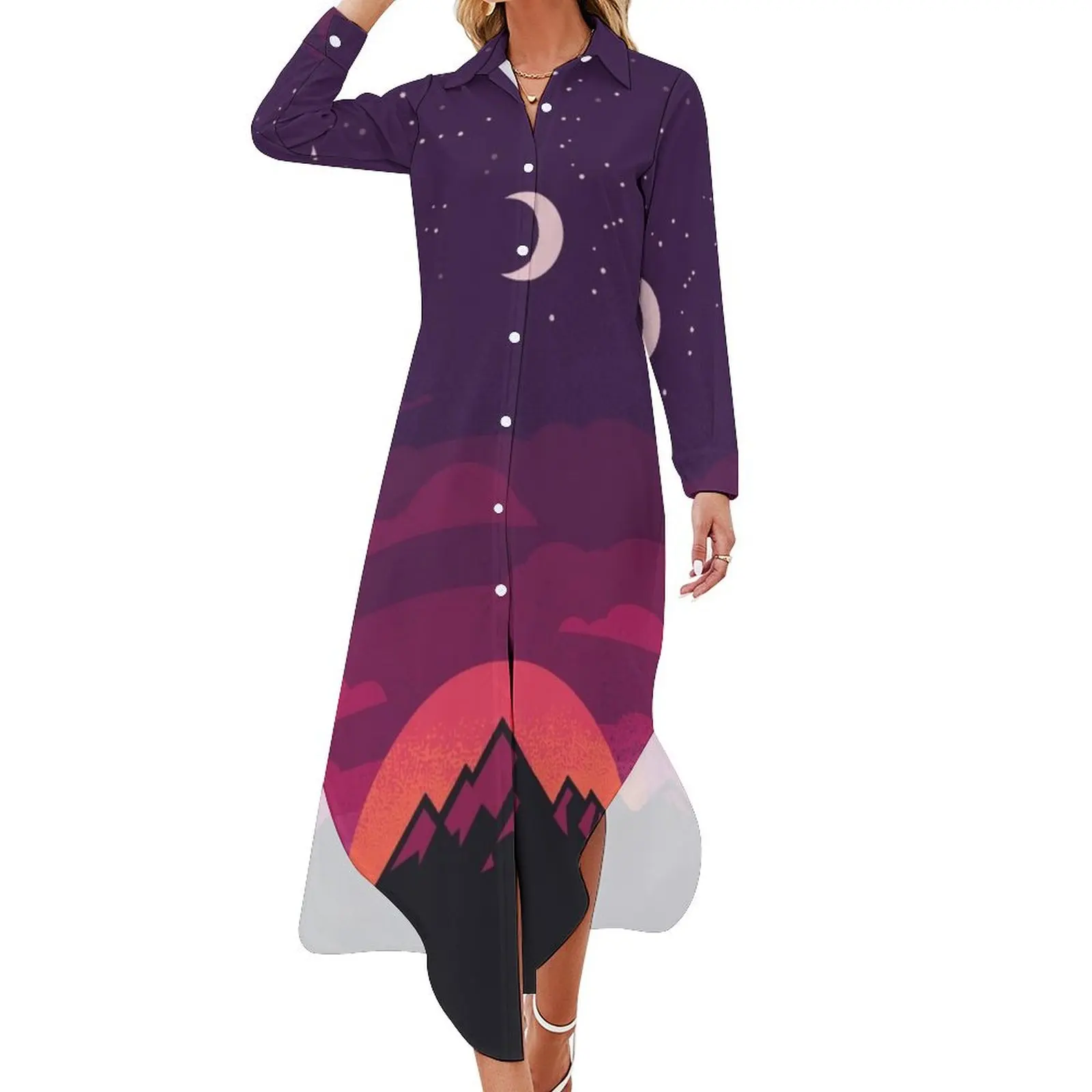 

Mountain Nights Long Sleeved Shirt Dress elegant women's dresses for wedding dresses for womens