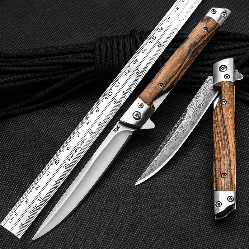 

Damascus Steel Pattern Flipper Folding Knife Rescue 58HRC Camping Knives Outdoor Camping Hunting Knife Cutting Fruit Knives Tool